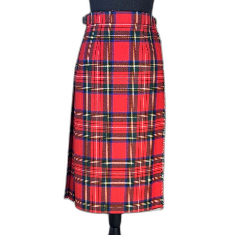 Size 6 James Pringle Weavers traditional wool kilt skirt leather fasteners 10610